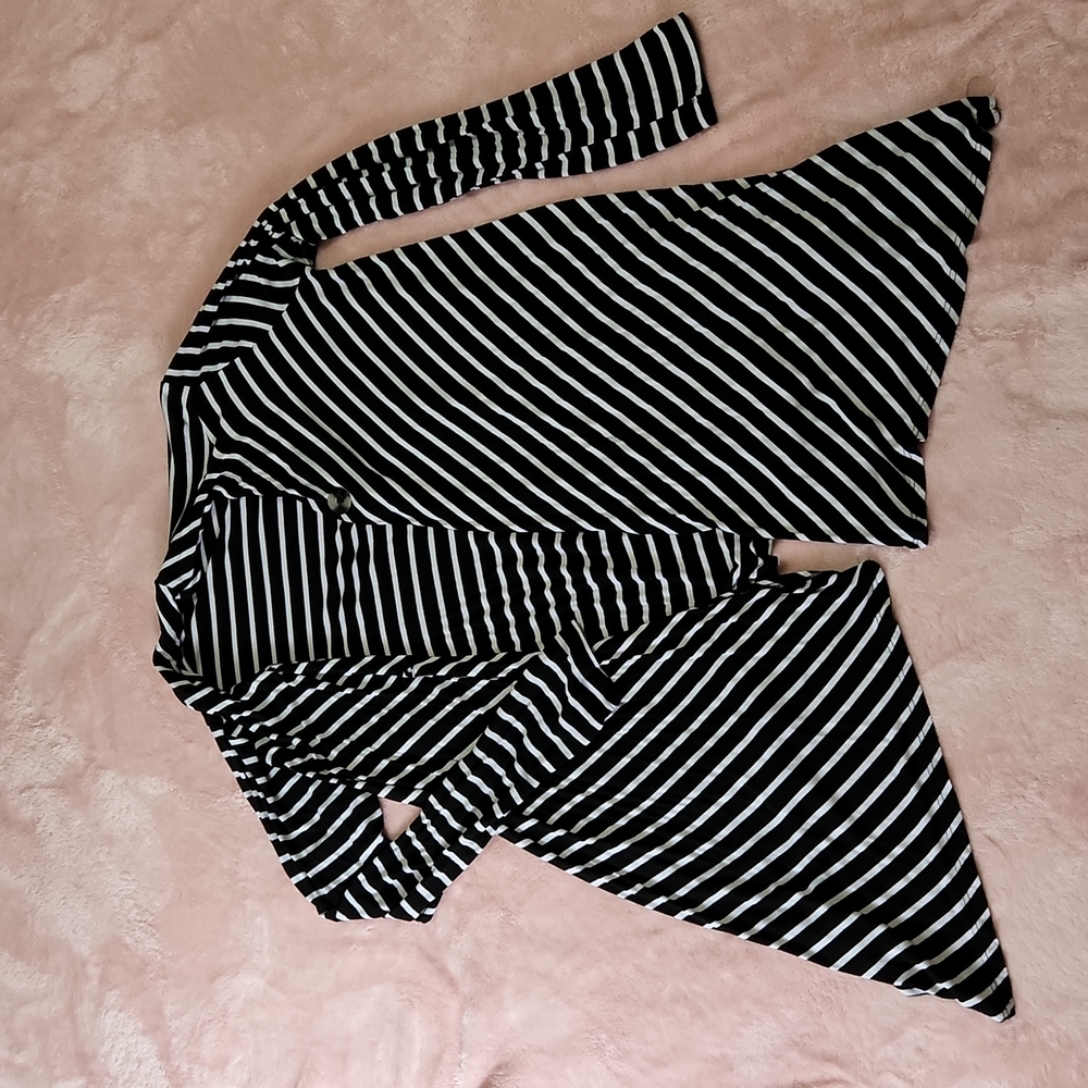 Striped long sleeve cardigan